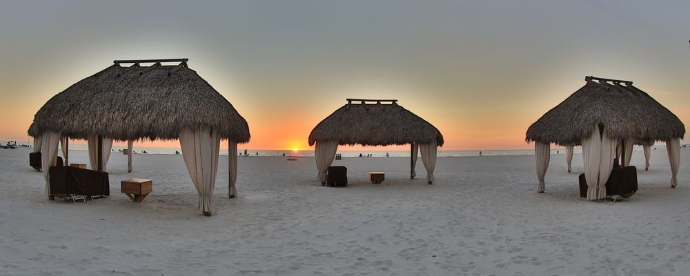 Tiki huts in South Marco Island Beach