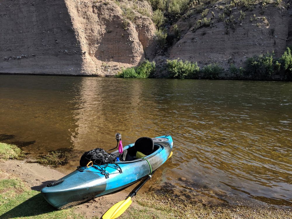 Kayak boat on Lower Salt River's shore