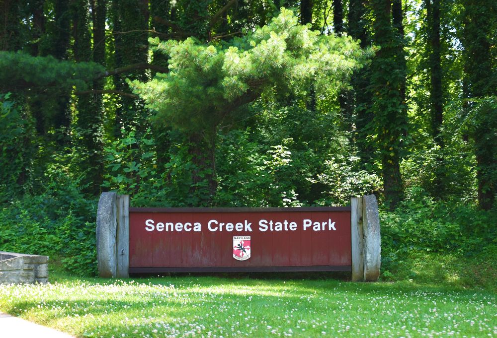 Welcome sign of Seneca Creek State Park