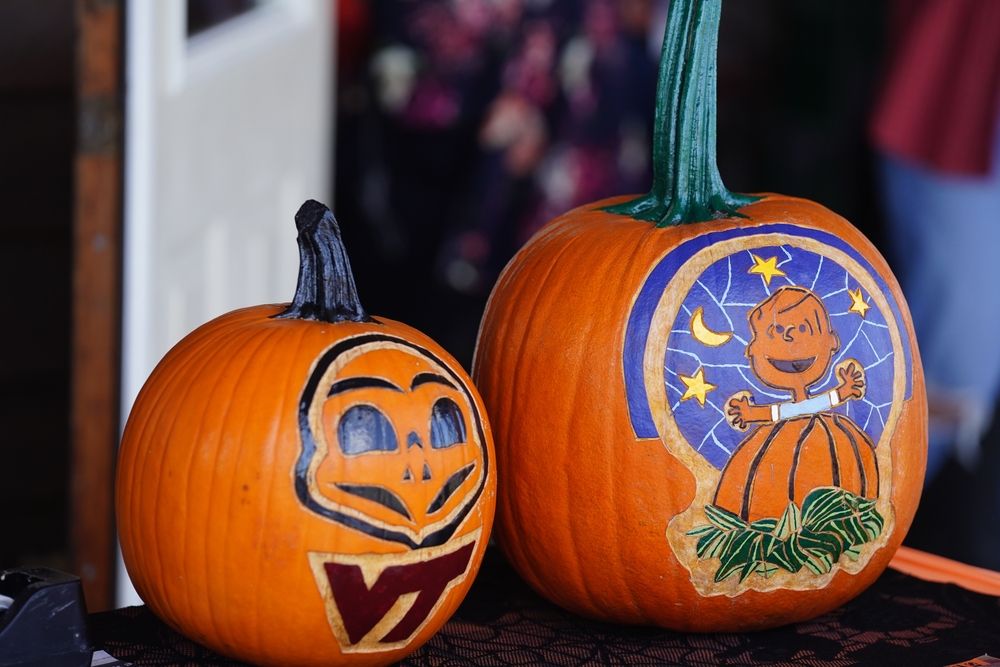 Decorated pumpkins at Sinkland Farms