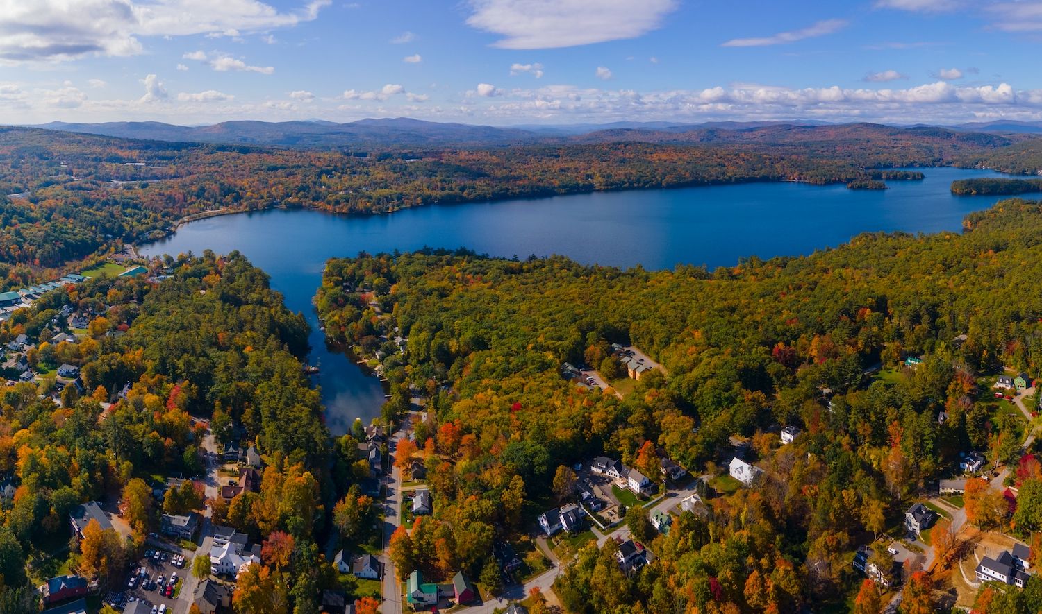 Aerial view of Lake Waukewan.