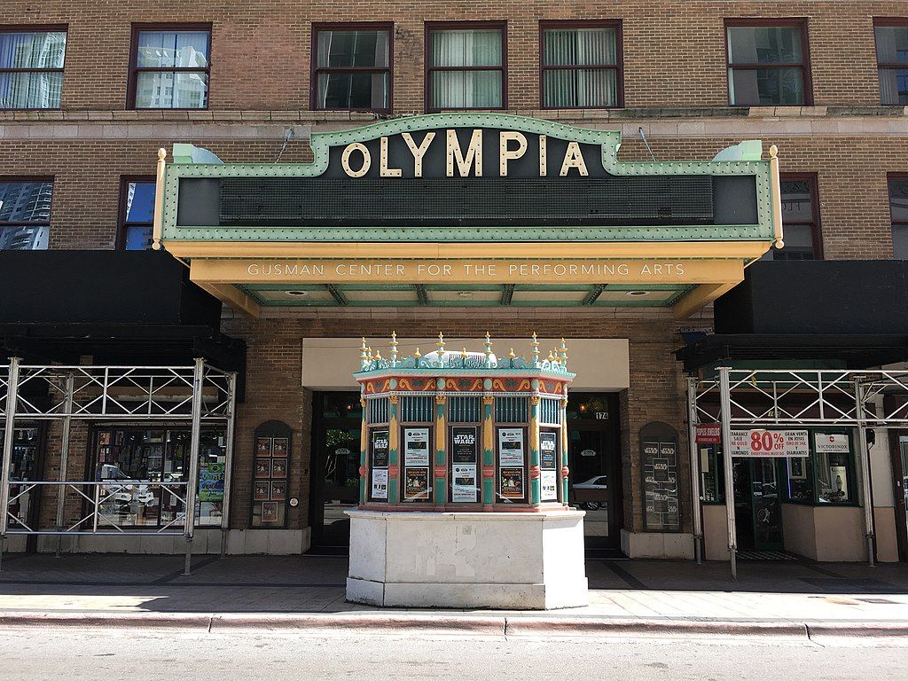Marquee and ticket booth of Olympia Theater