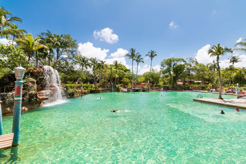Man-made waterfall at Venetian Pool