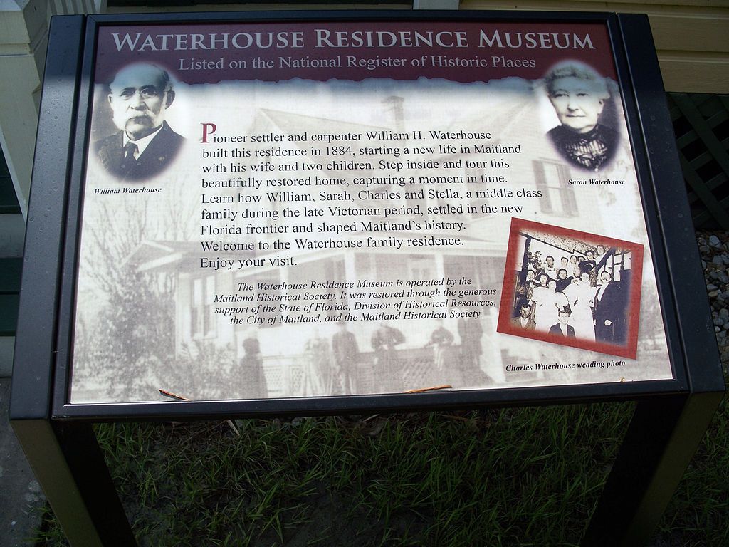 Information board on the grounds of Waterhouse Residence Museum