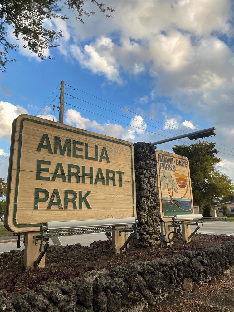 Signage of Amelia Earhart Park
