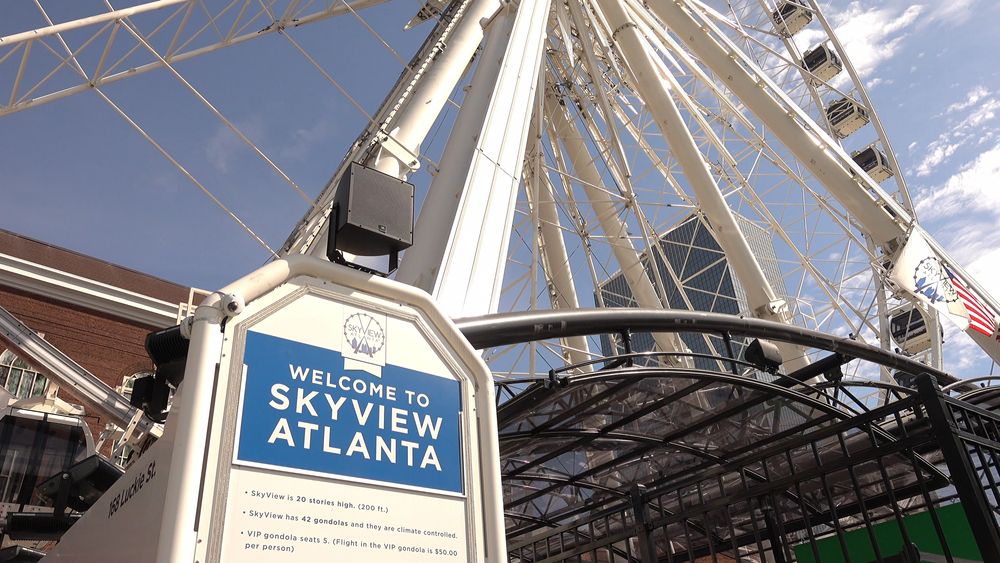Welcome sign of SkyView Atlanta