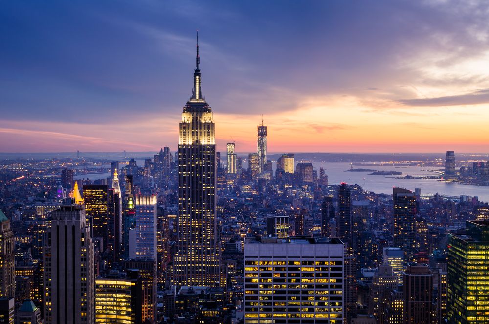 Night lights of Empire State Building