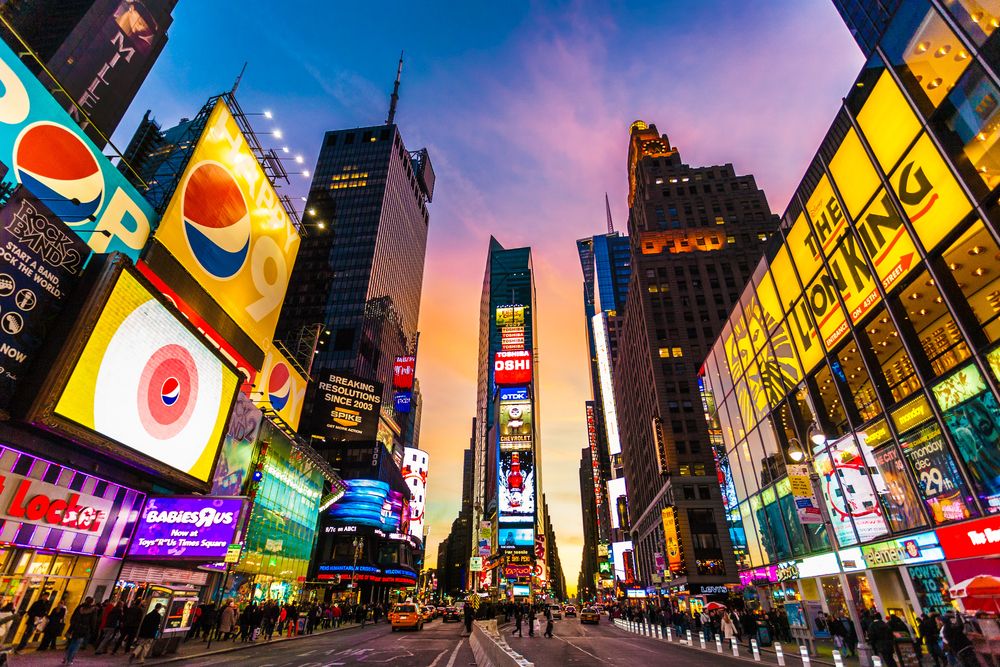 Bright neon signs at Times Square
