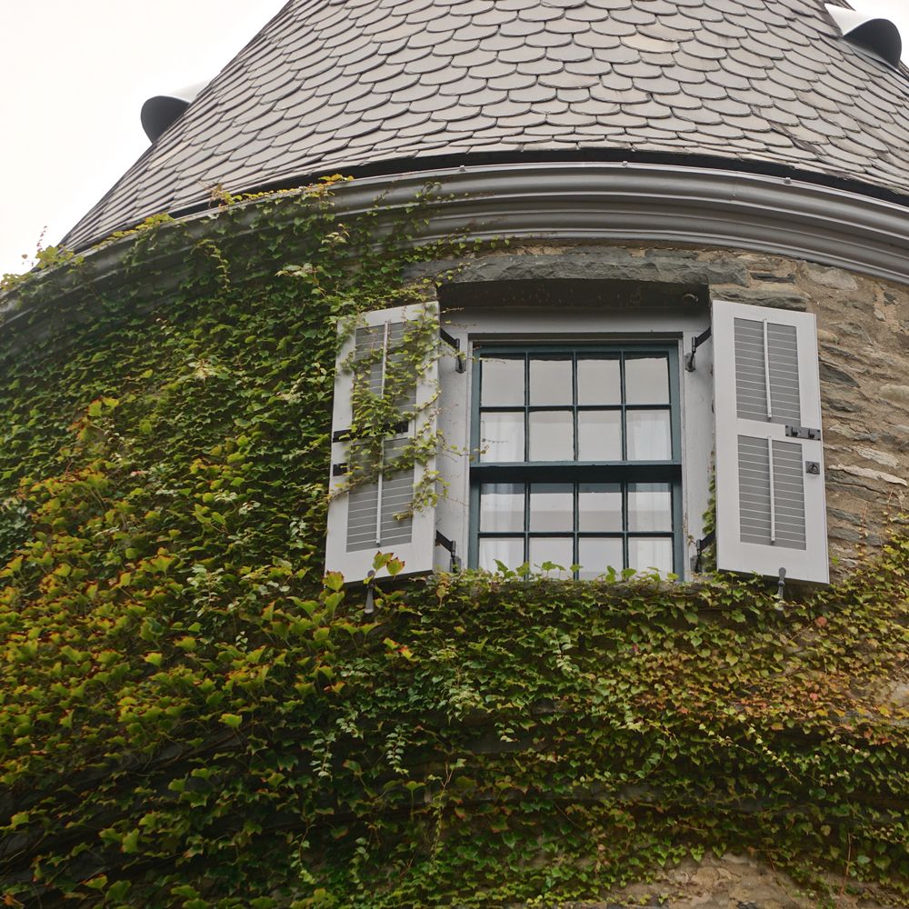 One of the windows of the Historic Grey Towers