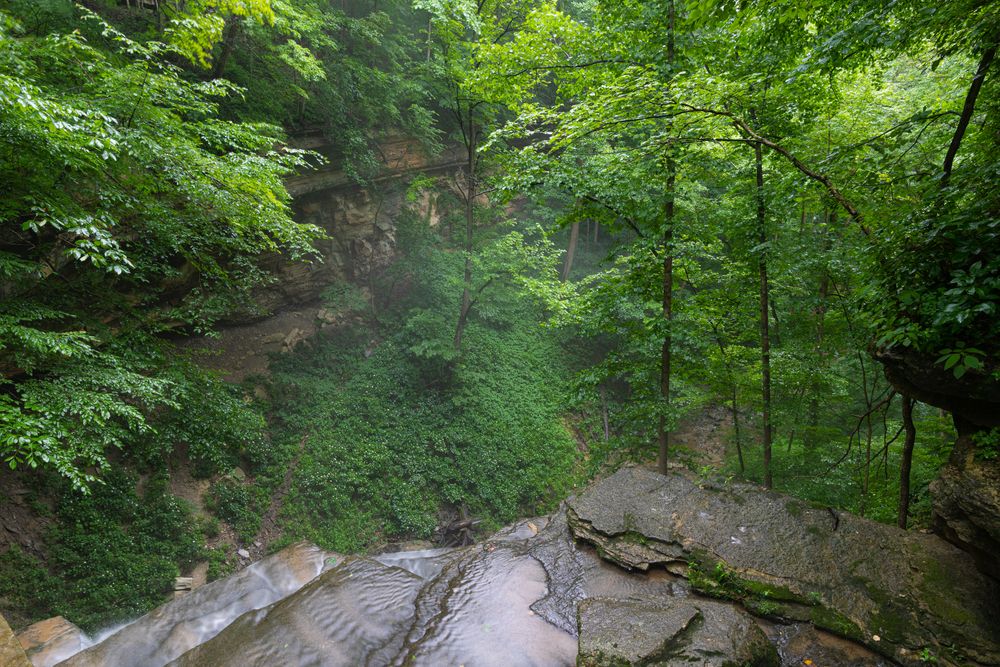 View from the top of Clifty Falls State Park's waterfall