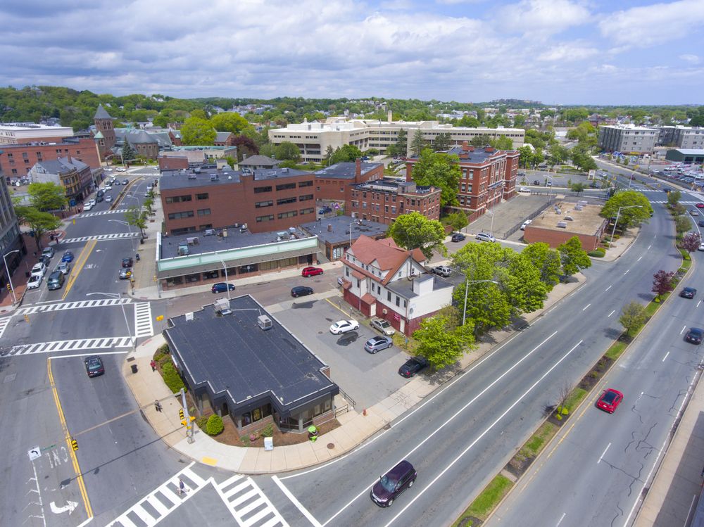Aerial view of Downtown Malden