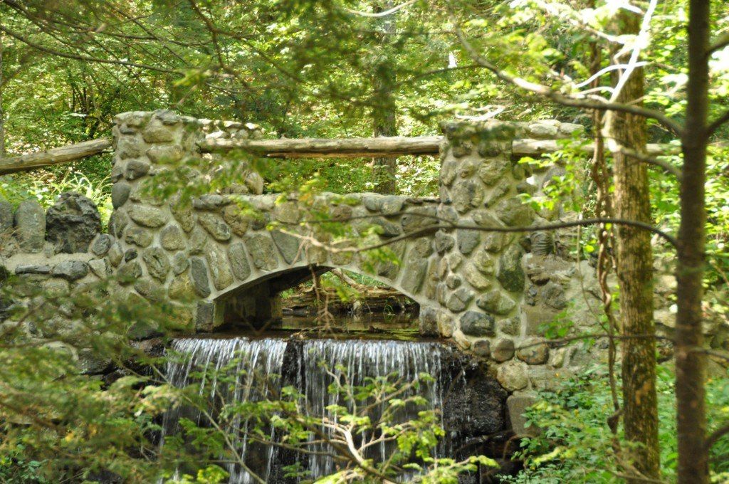 Spot pond bridge and dam at Middlesex Fells Reservation