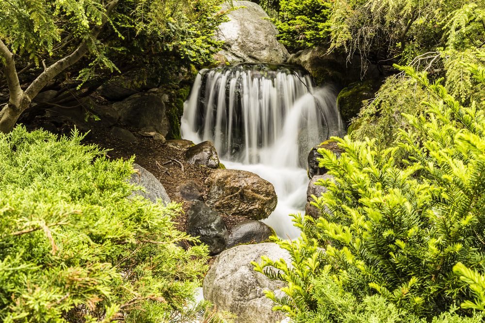 Artificial waterfall at Dow Gardens