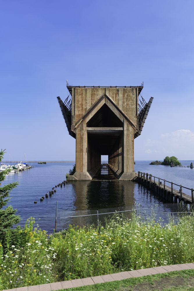 Front view of Lower Harbor Ore Dock