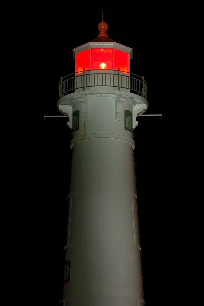Night view of the Munising Range Lighthouse