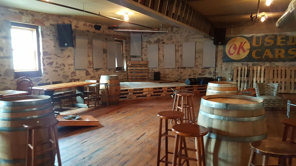 Barrel tables in Ore Dock Brewing Co.
