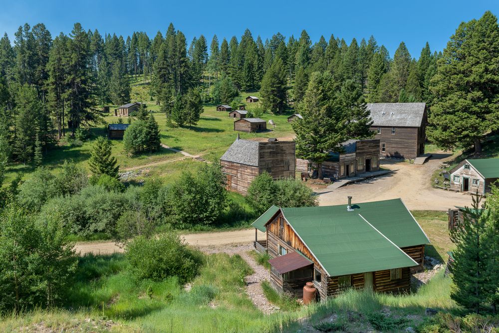 Aerial view of Garnet Ghost Town