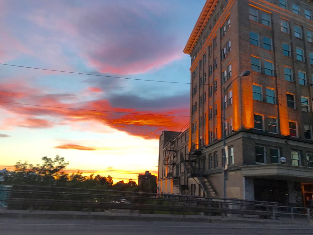 Sunset over Wilma Theatre