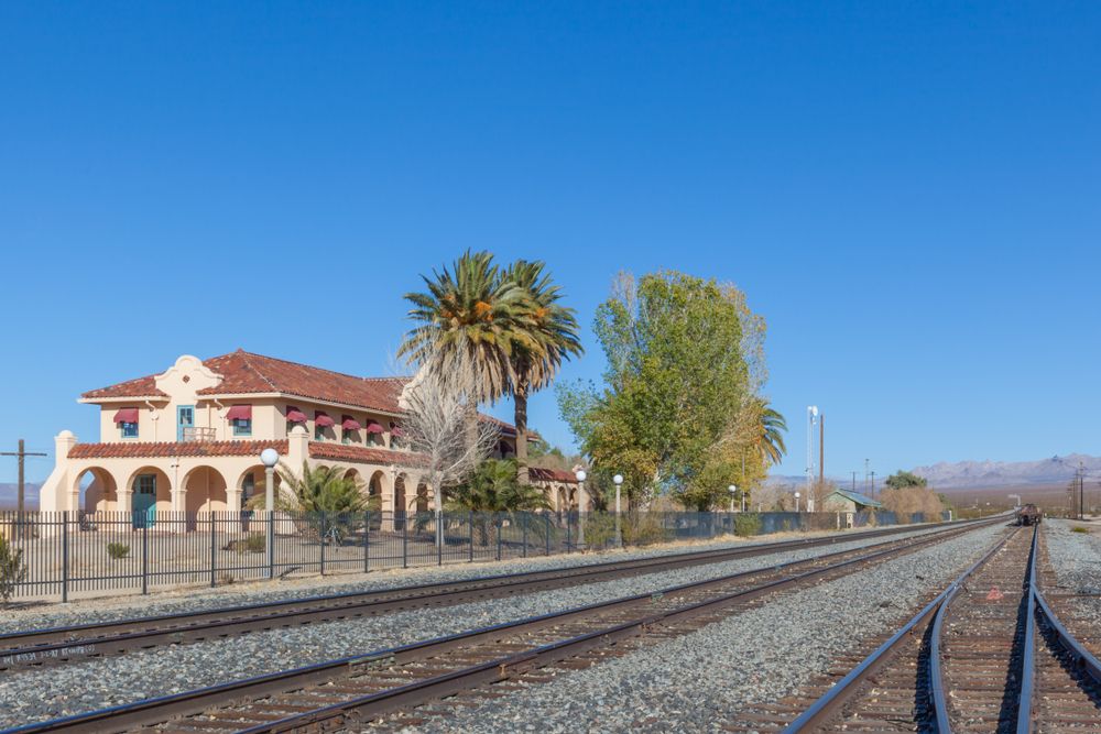 View of Kelso Depot Visitor Center from the railway