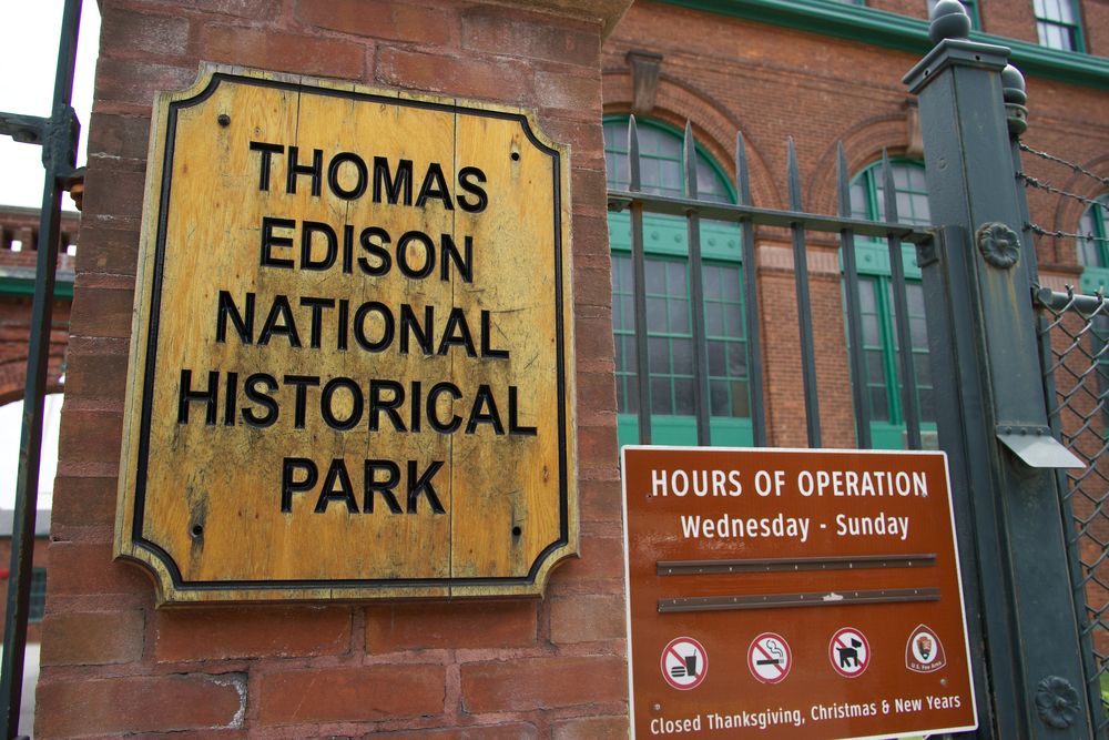 Name sign of Thomas Edison National Historical Park.