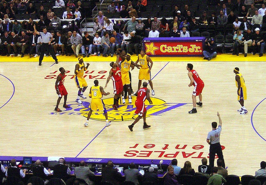 A basketball game in Crypto.com Arena