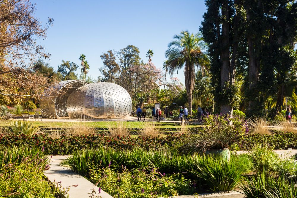 People exploring the Huntington Library, Art Collections, and Botanical Gardens