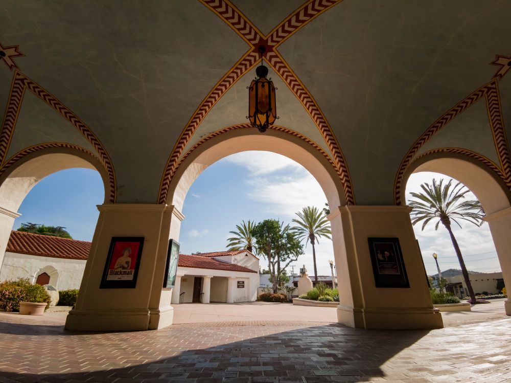 Arched entryways of San Gabriel Mission Playhouse