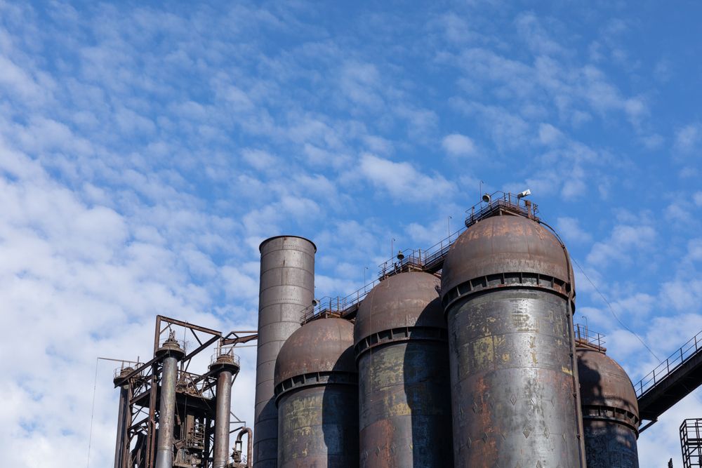 Daytime view of the Carrie Blast Furnaces National Historic Landmark