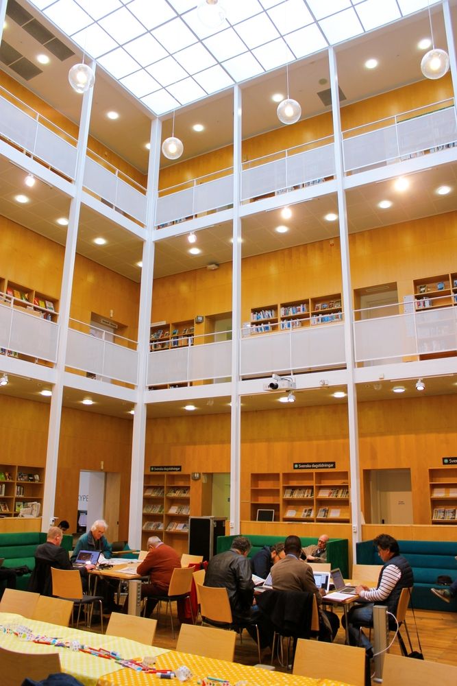 People reading inside the Malmo City Library