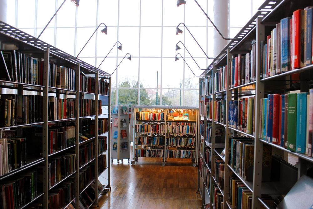 Bookshelves in Malmo City Library