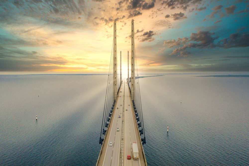 Aerial view of Oresund Bridge