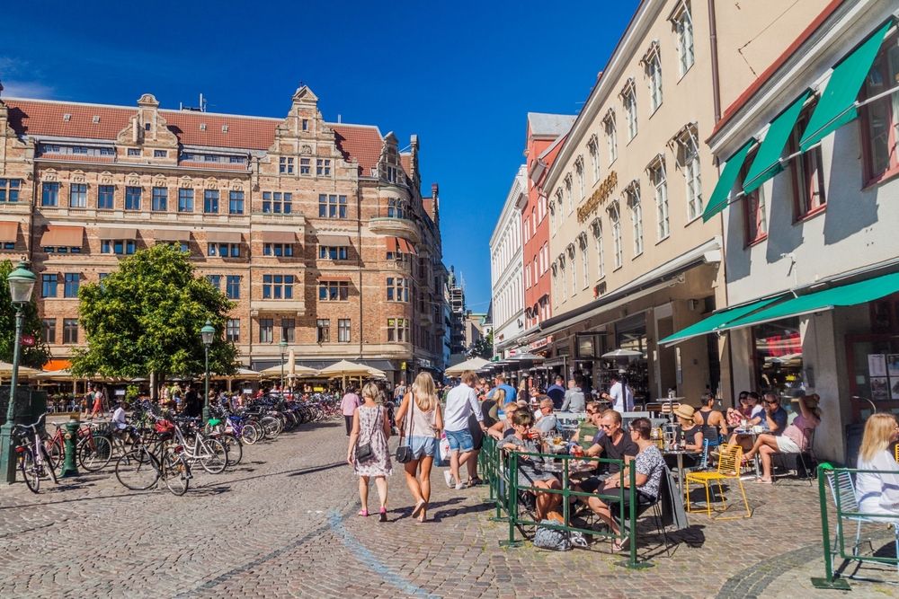 People eating at a Stortorget restaurant