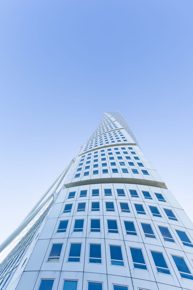 Close view of Turning Torso's unique structure