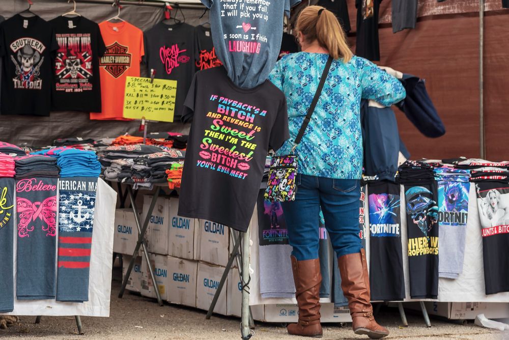 Clothes vendor during the Court Days festival