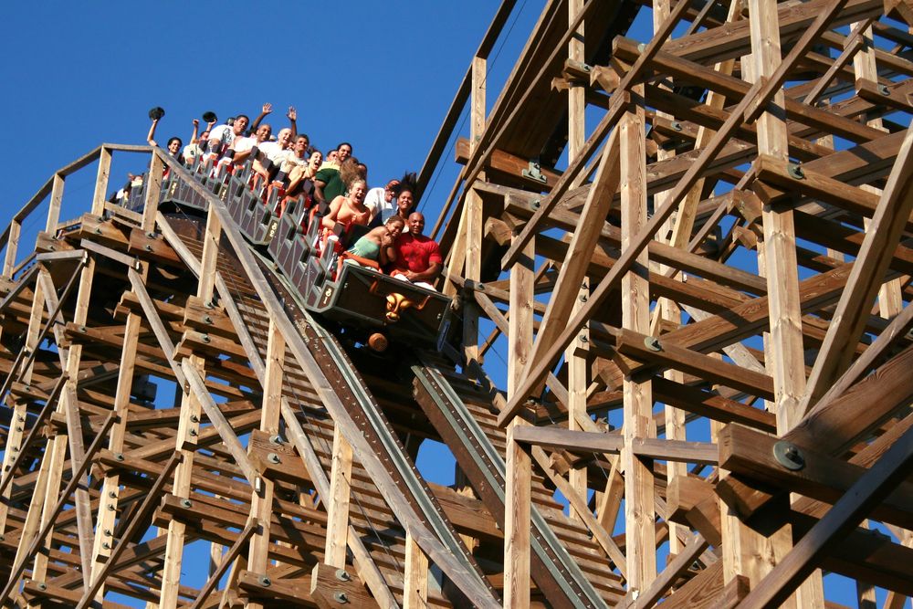 People on a rollercoaster at Six Flags Great Adventure