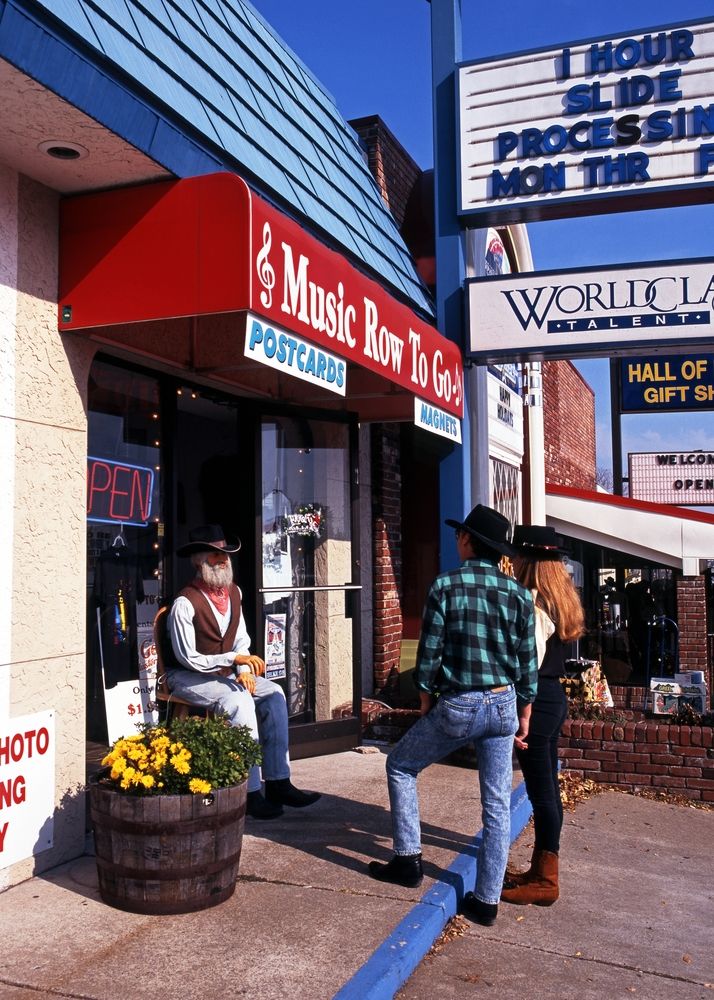 People looking at the shops in Music Row