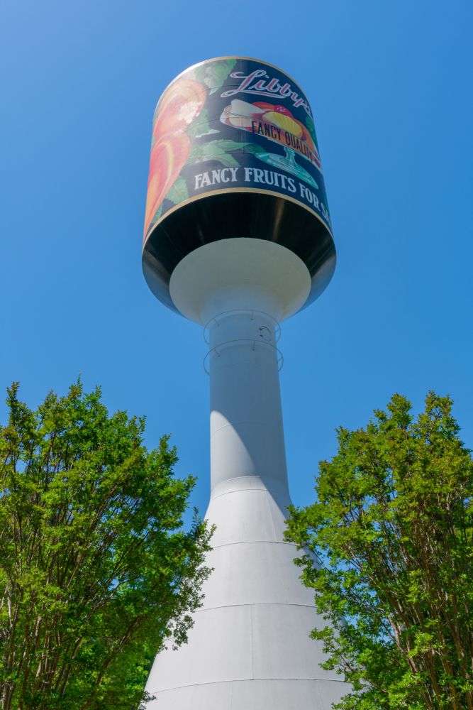 Daytime view of Libby's Water Tower