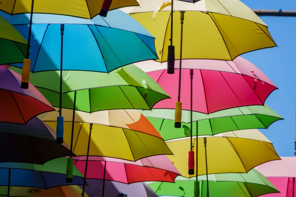 Colorful umbrellas of Orange Street Alley