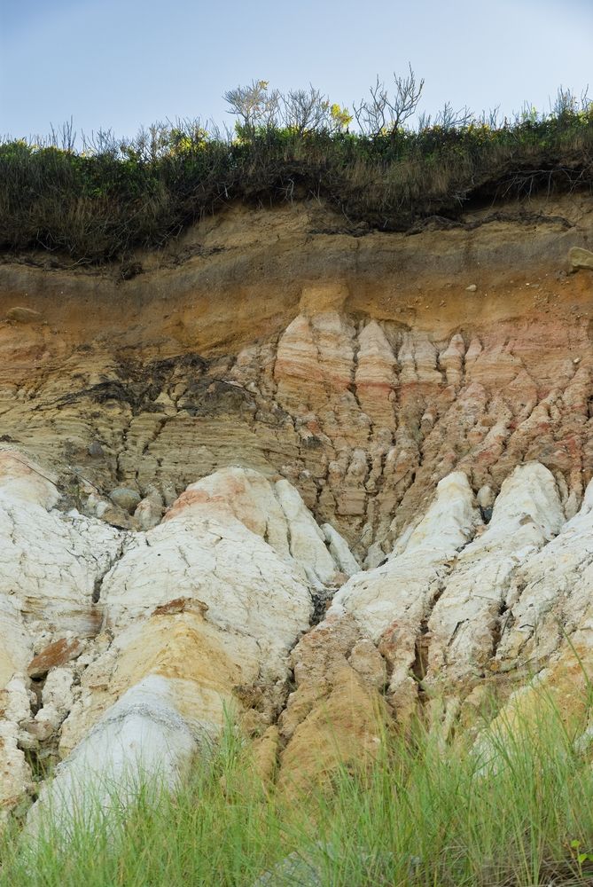 Colorful clay details of Aquinnah Cliffs
