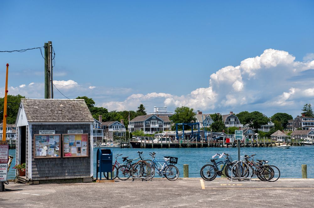 Bikes parked at Chappaquiddick's riverfront