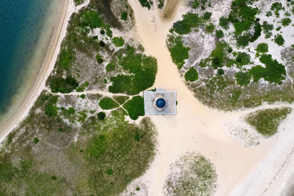 Aerial view of Edgartown Lighthouse