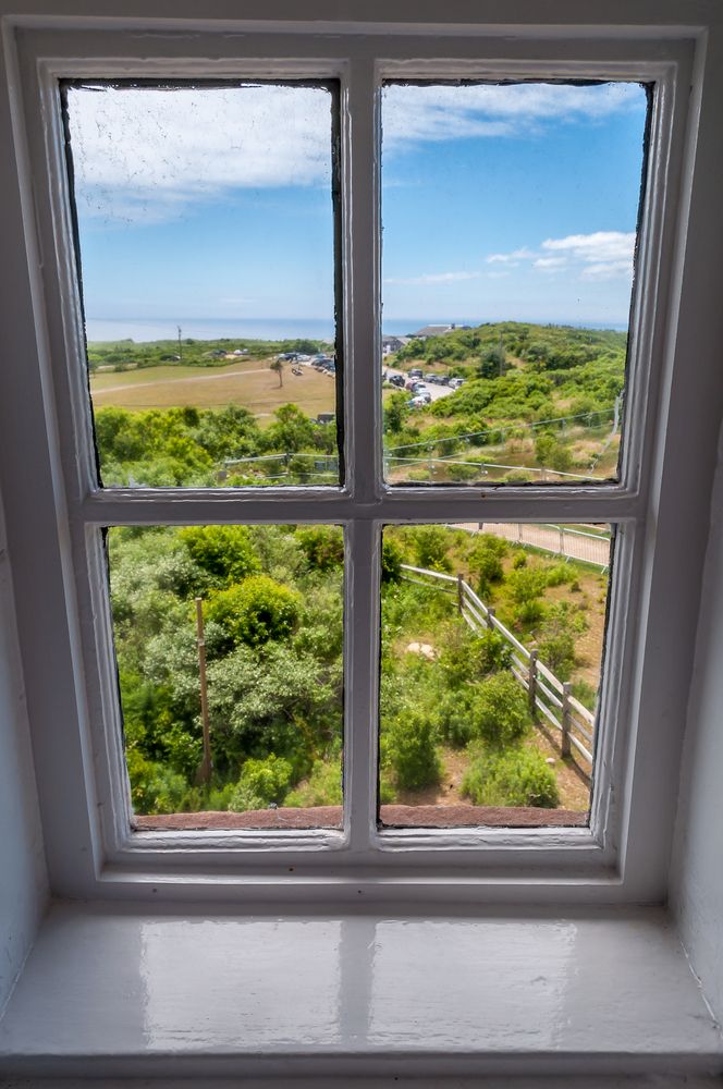 Viewing out the window of Gay Head Lighthouse