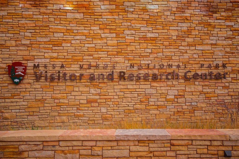 Building sign of the Mesa Verde Visitor and Research Center