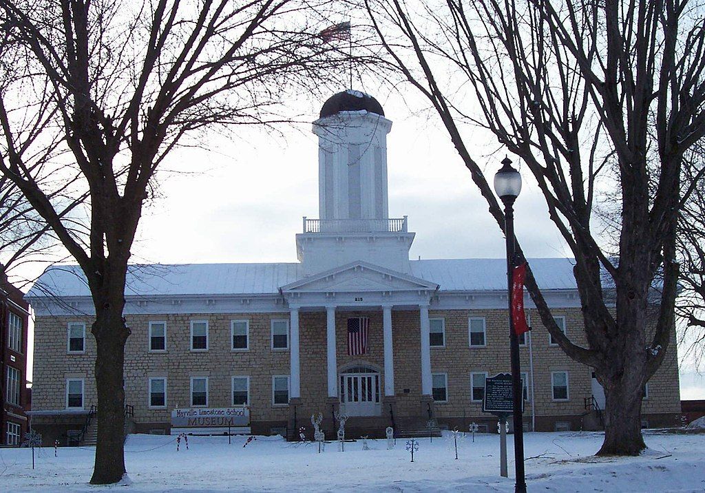 Exterior of Mayville Limestone School Museum
