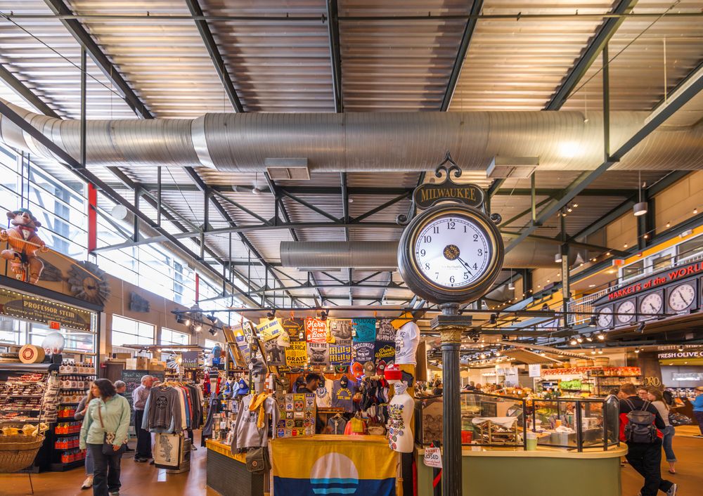 Shoppers inside Milwaukee Public Market