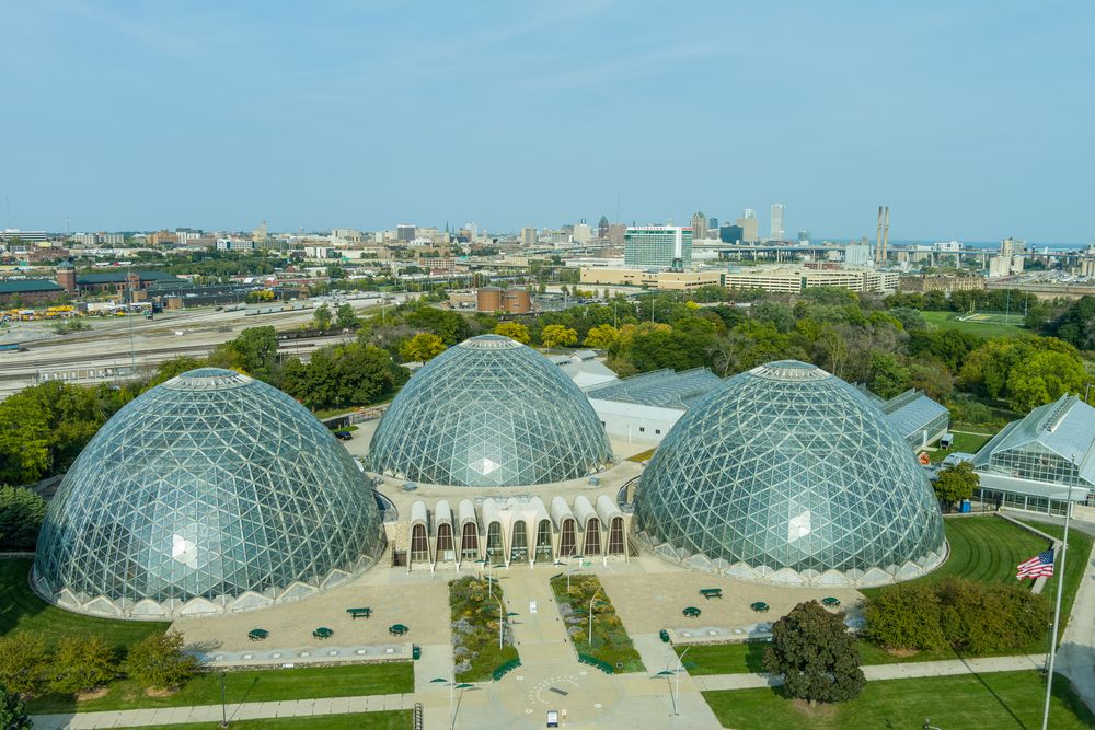 Aerial view of the Mitchell Park Domes