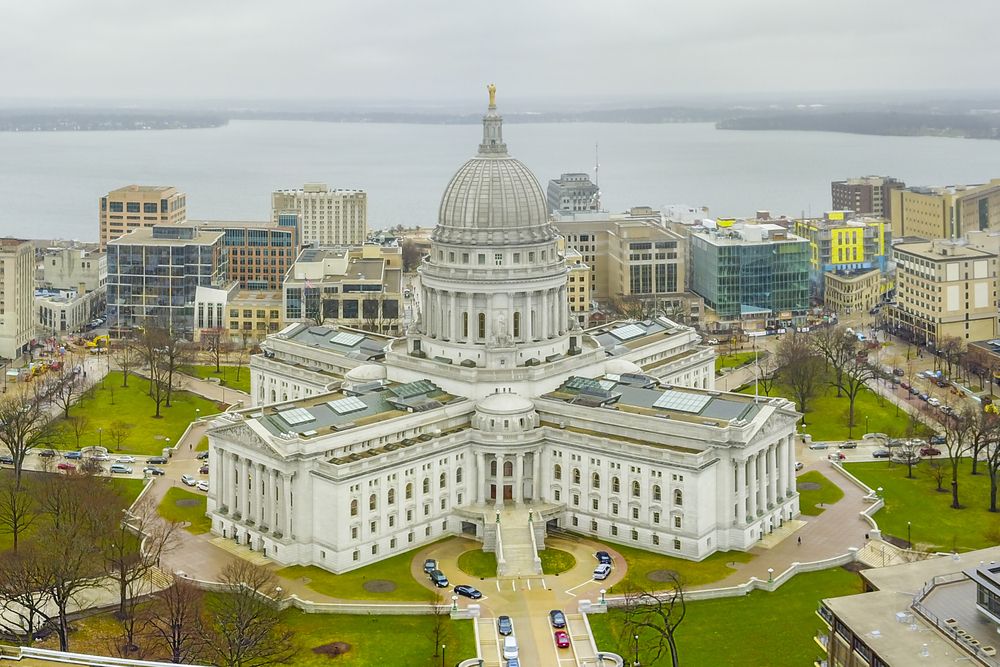 Aerial view of Wisconsin State Capitol