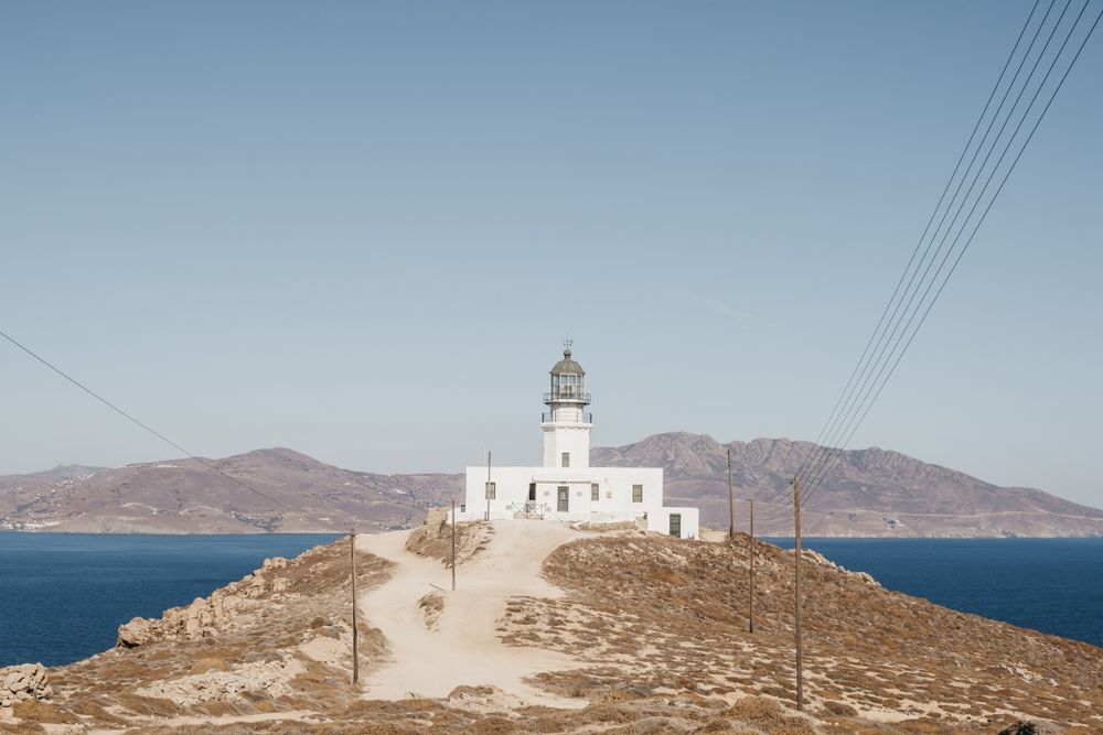 View of the trail leading to Armenistis Lighthouse
