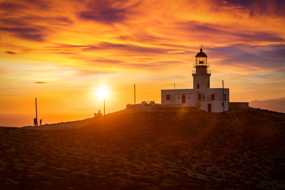 Sunset behind the Armenistis Lighthouse