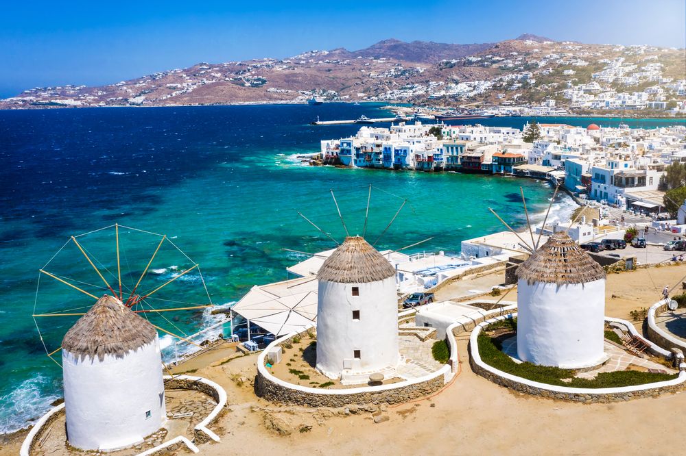 Aerial view of Windmills of Mykonos